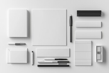 Realistic blank stationery set mockup isolated created with generative ai