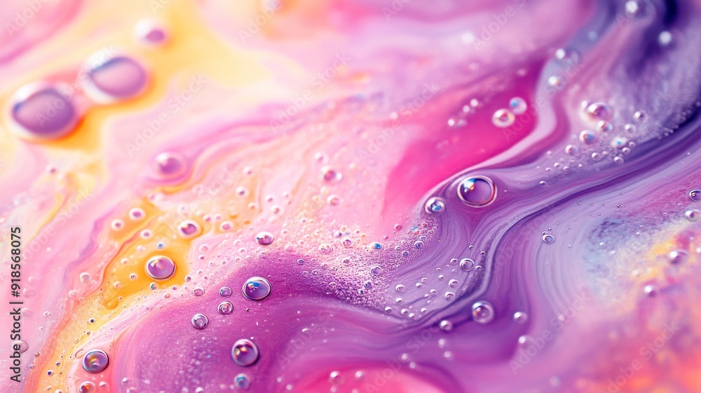 Aufkleber abstract colorful background with flowing paint and bubbles.