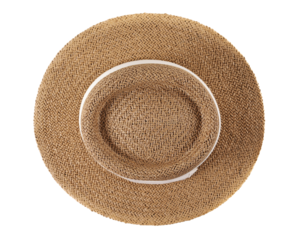 Straw hat isolated on white background, clipping path, top view