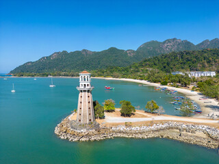 Obraz premium Perdana Quay Lighthouse Langkawi Island Kedah Malaysia Aerial