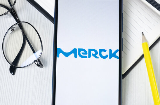 New York, USA - 1 August 2024: Merck Logo on Phone Screen, Company Icon on Display