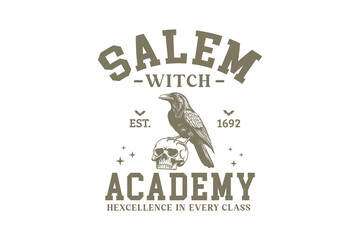 Salem witch academy, Vintage Halloween University SVG T shirt design 