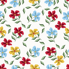 Seamless winter floral pattern with branches and berries. Pastel palette white background.
