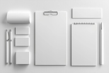 Realistic blank stationery set mockup isolated created with generative ai