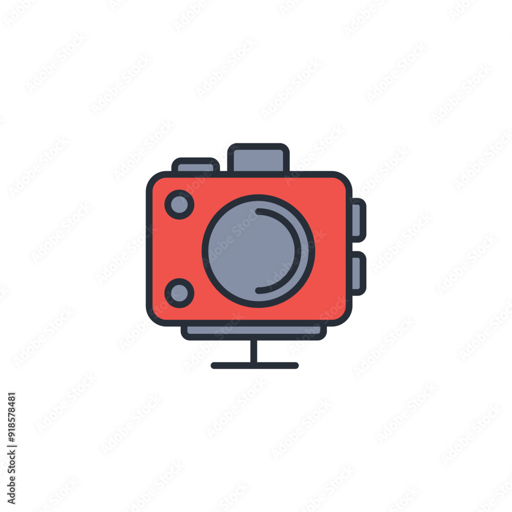 Poster camera icon. vector.editable stroke.linear style sign for use web design,logo.symbol illustration.