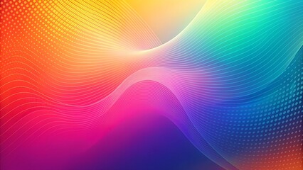 Colorful abstract wavy background with gradient hues and dotted patterns