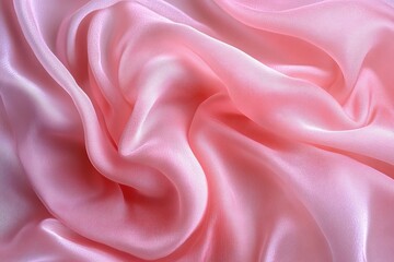 Fototapeta premium Pink fabric with pleats, background for knitting or sewing shop. Silk, satin or wool. Textile pattern for wallpaper or banner