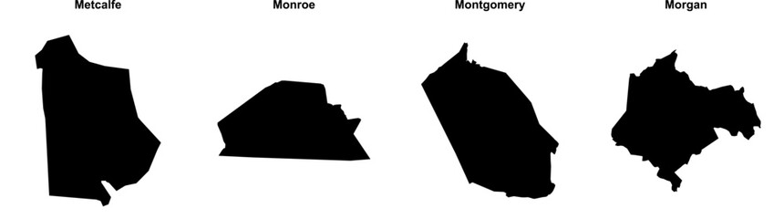 Metcalfe, Monroe, Montgomery, Morgan outline maps