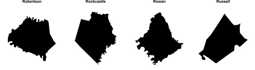 Robertson, Rockcastle, Rowan, Russell outline maps