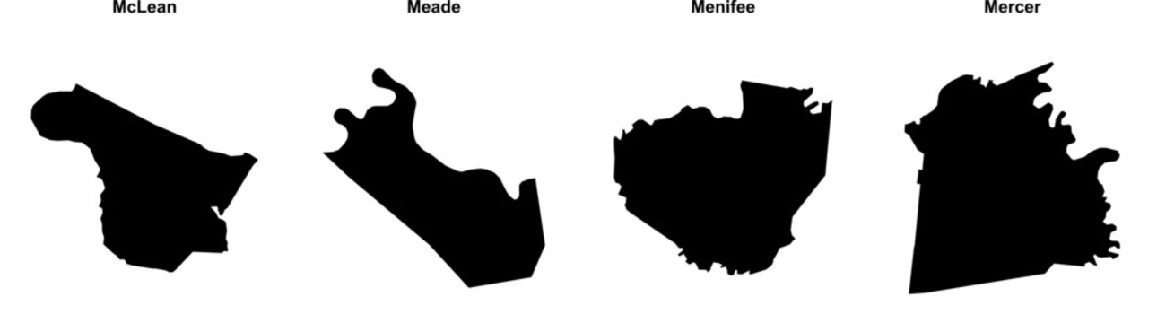 McLean, Meade, Menifee, Mercer outline maps