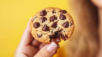 A woman is showing a cookie 