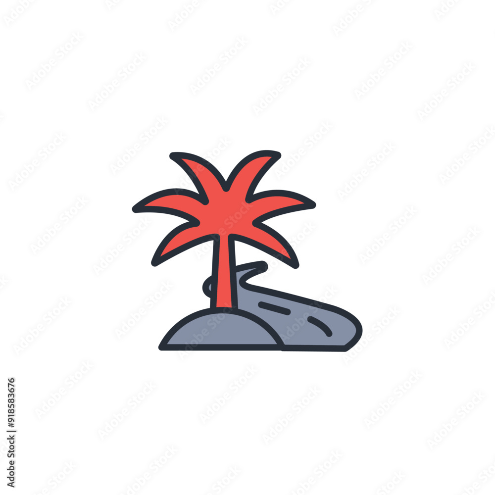 Poster palm tree icon. vector.editable stroke.linear style sign for use web design,logo.symbol illustration