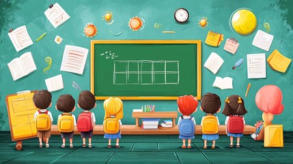 illustration of little students back to school 
