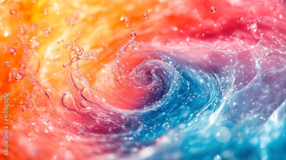 Aufkleber abstract colorful background with flowing paint and bubbles.