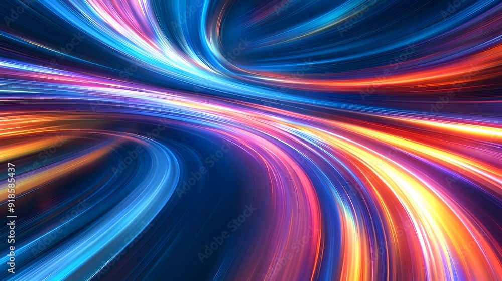 Poster modern abstract high-speed light effect. abstract background with curved beams of light. technology 