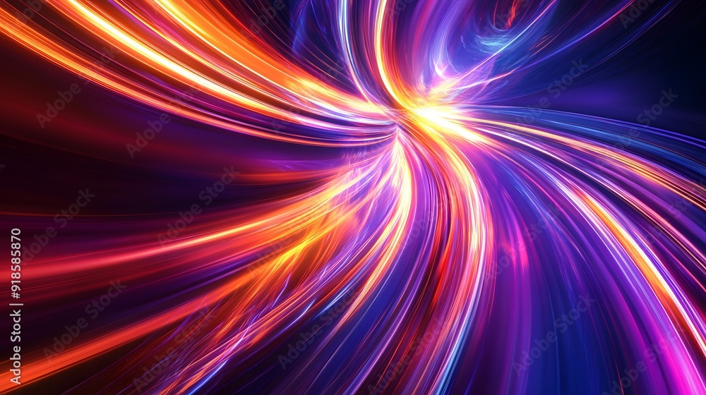 Poster modern abstract high-speed light effect. abstract background with curved beams of light. technology 