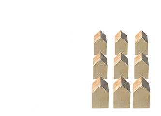 Shapes of rows of houses with copy space to the left. Housing and housebuilding concept.