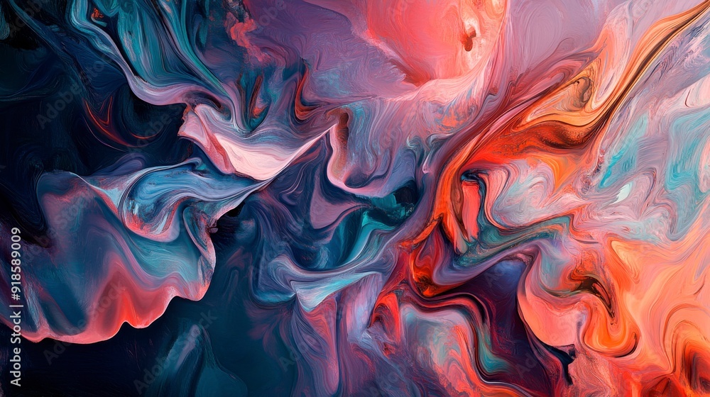 Aufkleber abstract colorful background with flowing paint and bubbles.