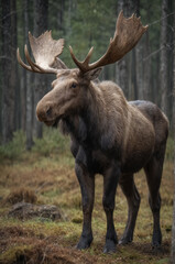 Fototapeta premium Majestic Moose in Serene Forest