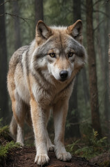 Majestic Wolf in Serene Forest
