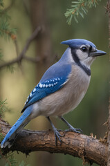 Blue Jay Perched on a Branch