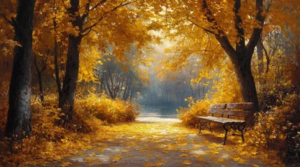 Fleecedeken met foto Autumn park scene - generative ai © studio clever