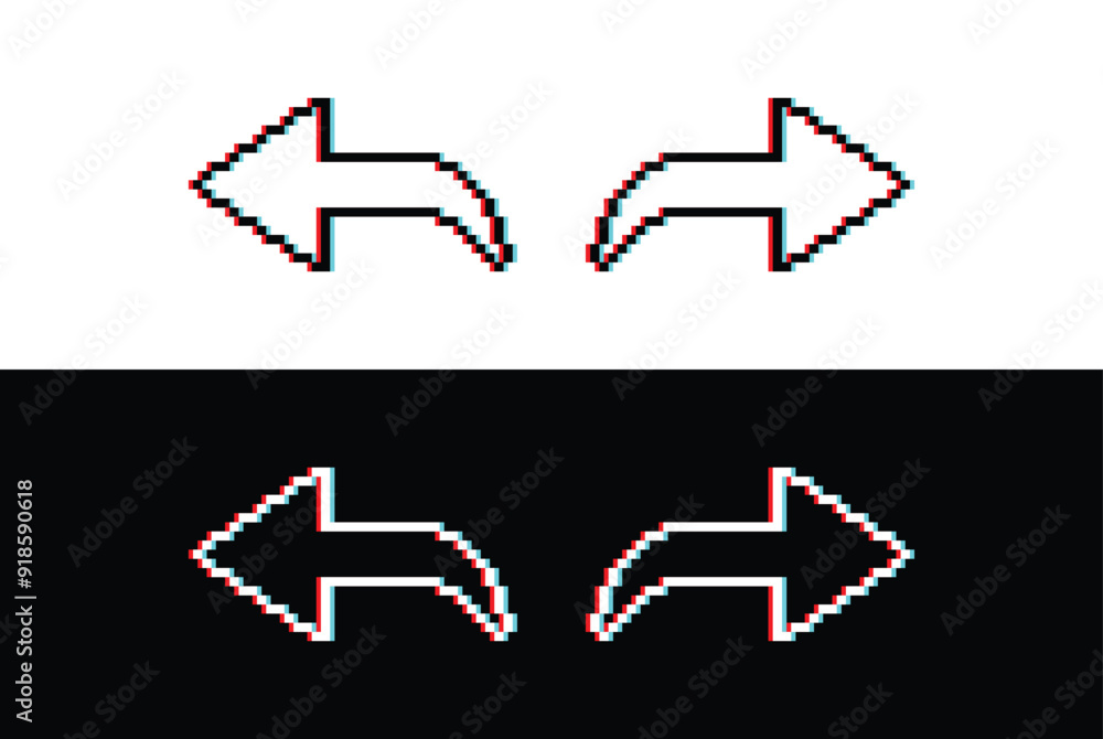 Poster glich effect arrow pixel art icon vector 8 bit game