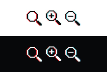 glich effect pixel Search Icon magnifier glasses sign company logo template