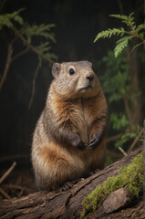 Cute Woodchuck in Forest Setting