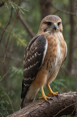 Majestic Hawk Perched on a Tree Branch