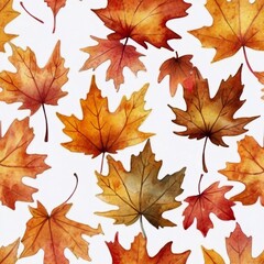 Fototapeta premium Colorful background of autumn maple tree leaves background. Multicolor maple leaves autumn background. Painted in watercolor