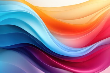 Abstract background with vibrant curved lines in blue, orange, purple and pink.