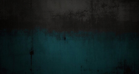 Obraz premium dark blue background texture with black vignette in old vintage grunge textured border design dark elegant teal color wall with light spotlight center 