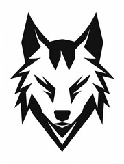 Obraz premium Minimalist black wolf logo design in vector style