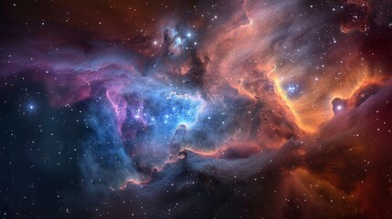 Fototapeta premium Vast nebula filled with vibrant cosmic colors and stars in a deep space setting
