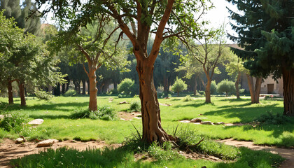 Fototapeta premium Jardin verdoyant ensoleillé