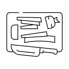 strip cut slice carrot line icon vector. strip cut slice carrot sign. isolated contour symbol black illustration