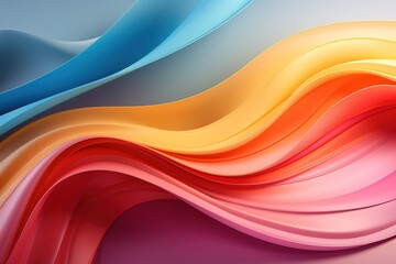 Abstract background with vibrant flowing wavy lines in shades of blue, yellow, orange and red.