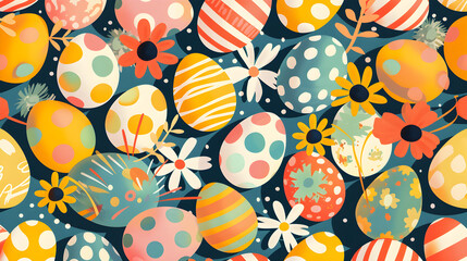 Naklejka premium Colorful Easter Eggs Graphic - Festive Design with Vibrant Patterns