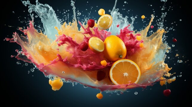 Realistic vibrant fresh produce with intricate textures, glistening moisture, evoking hunger