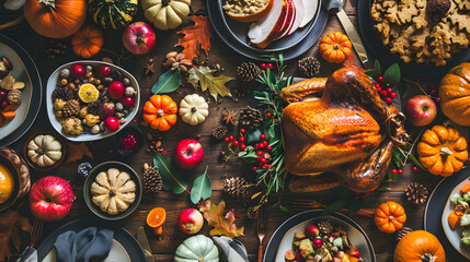 Thanksgiving Turkey on the Table - Festive Holiday Feast