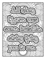 Affirmation Quotes with Mandala pattern. Hand drawn with black and white lines. Motivational quotes coloring page. Positive affirmations for kids & students. 