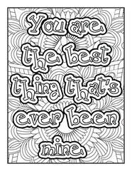 Affirmation Quotes with Mandala pattern. Hand drawn with black and white lines. Motivational quotes coloring page. Positive affirmations for kids & students. 