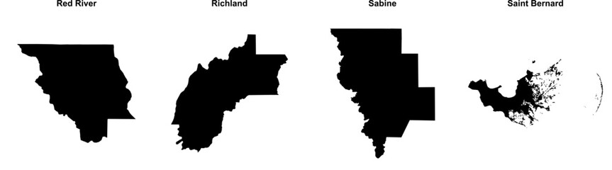 Red River, Richland, Sabine, Saint Bernard outline maps
