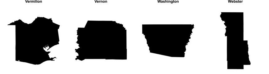 Vermilion, Vernon, Washington, Webster outline maps