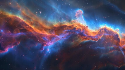 Naklejka premium Colorful cosmic nebula swirling in the depths of space captured by a powerful telescope