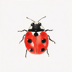 Ladybug Watercolor Art in Cartoon Style for Kids