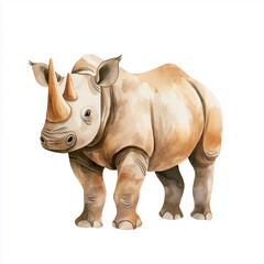 Fototapeta premium Minimalist Watercolor Rhinoceros Art for Kids