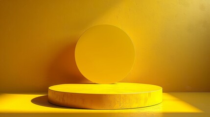Minimalist yellow podium - generative ai