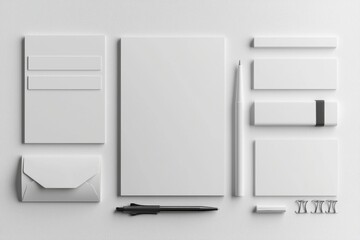 Realistic blank stationery set mockup isolated created with generative ai